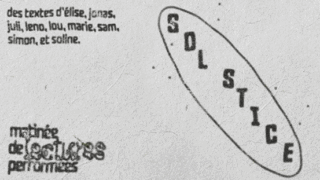 Solstice | Avec les étudiant·es du master Texte et Création littéraire de l’ENSAV La Cambre